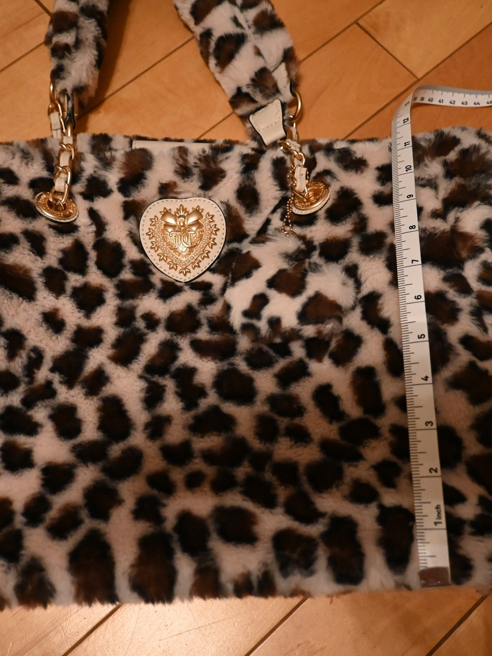 Juicy Couture Leopard Faux-Fur Tote in Black, Brown, Cream with Gold Hardware - Picture 2 of 6